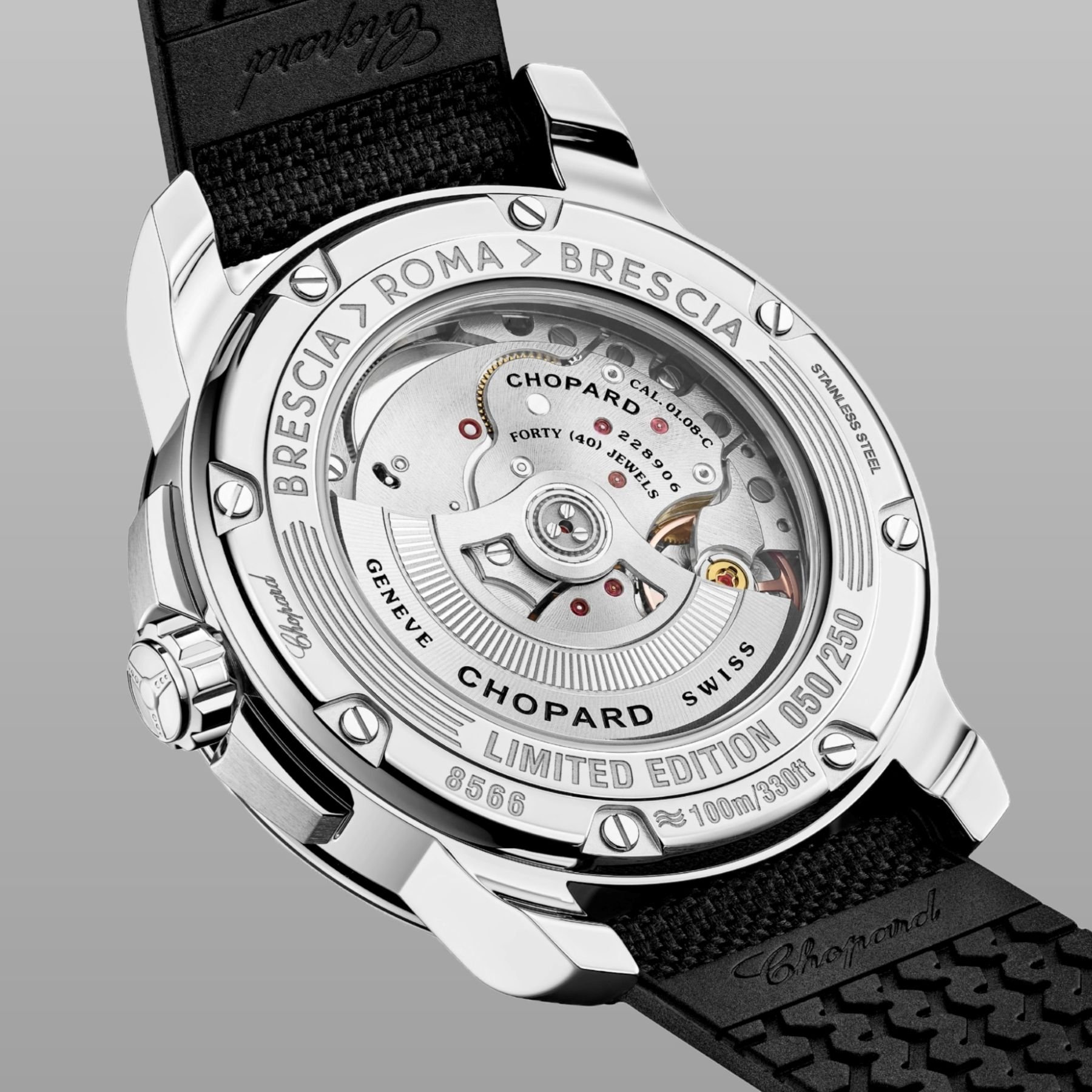 Backside of the Chopard Mille Miglia GTS Power Control Grigio-Blu 2026 Racing Edition