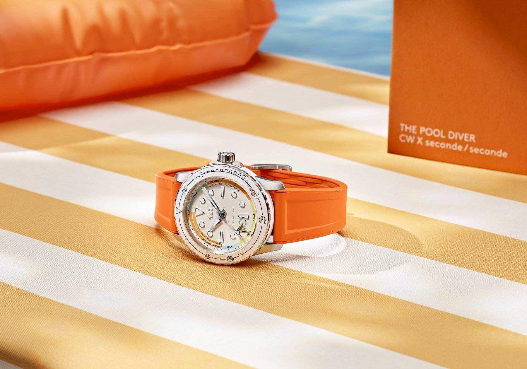 Christopher Ward C60 Pool Diver poolside