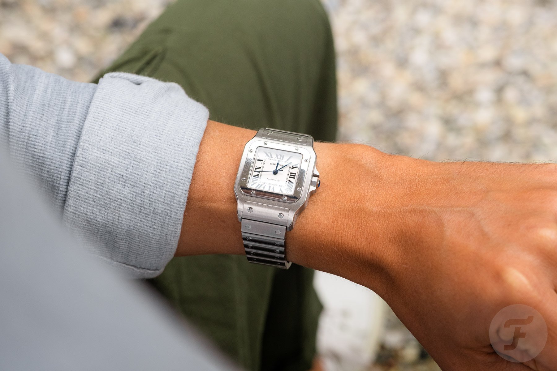 watches we would never sell — Cartier Santos Galbée XL 2823 wrist shot