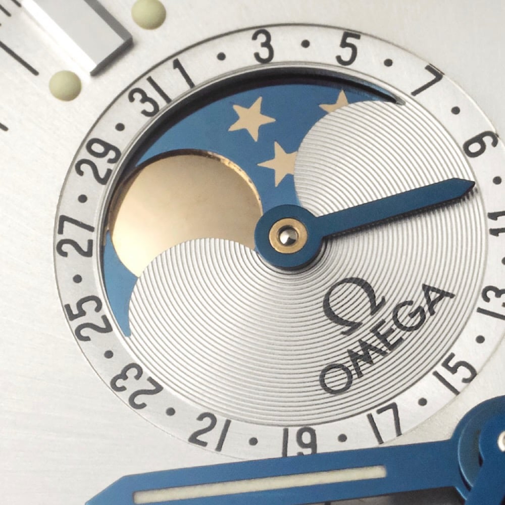 picture of Speedmaster moonphase sub-dial up close from Moonwatch Dials book