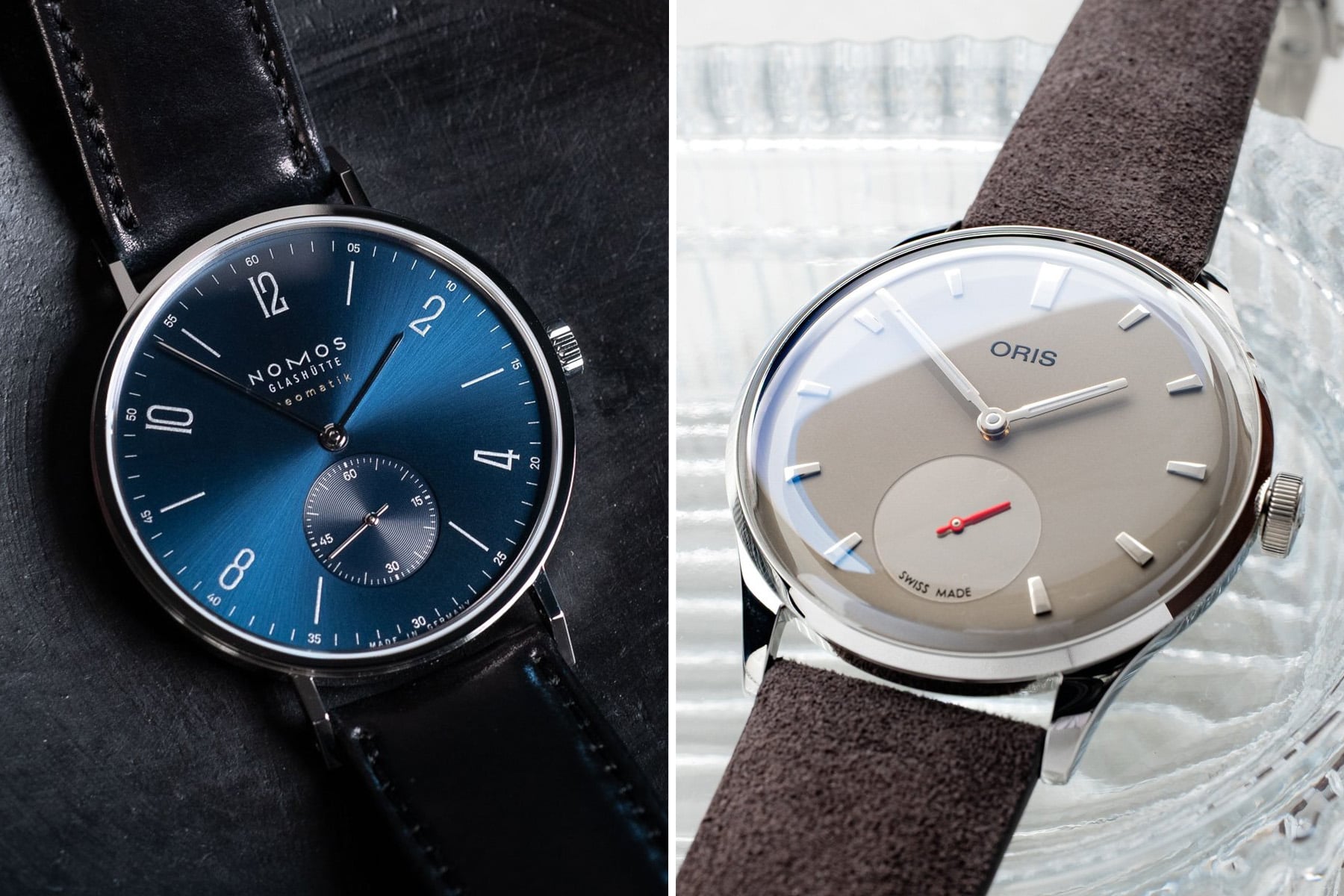 Nomos Tangente Neomatik 39 vs. Oris Holstein Edition 2026 collage
