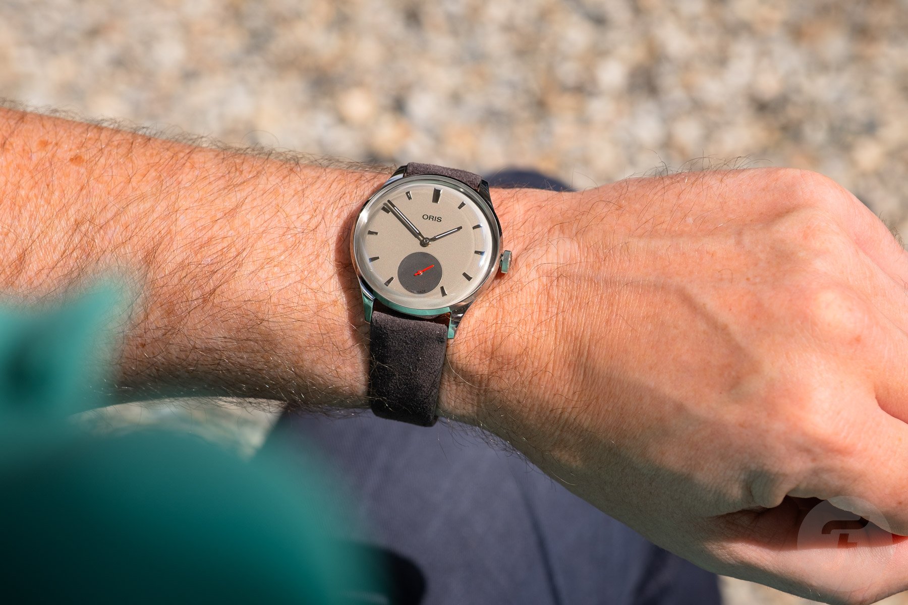 Oris Hölstein Edition 2026 on wrist, over-shoulder shot