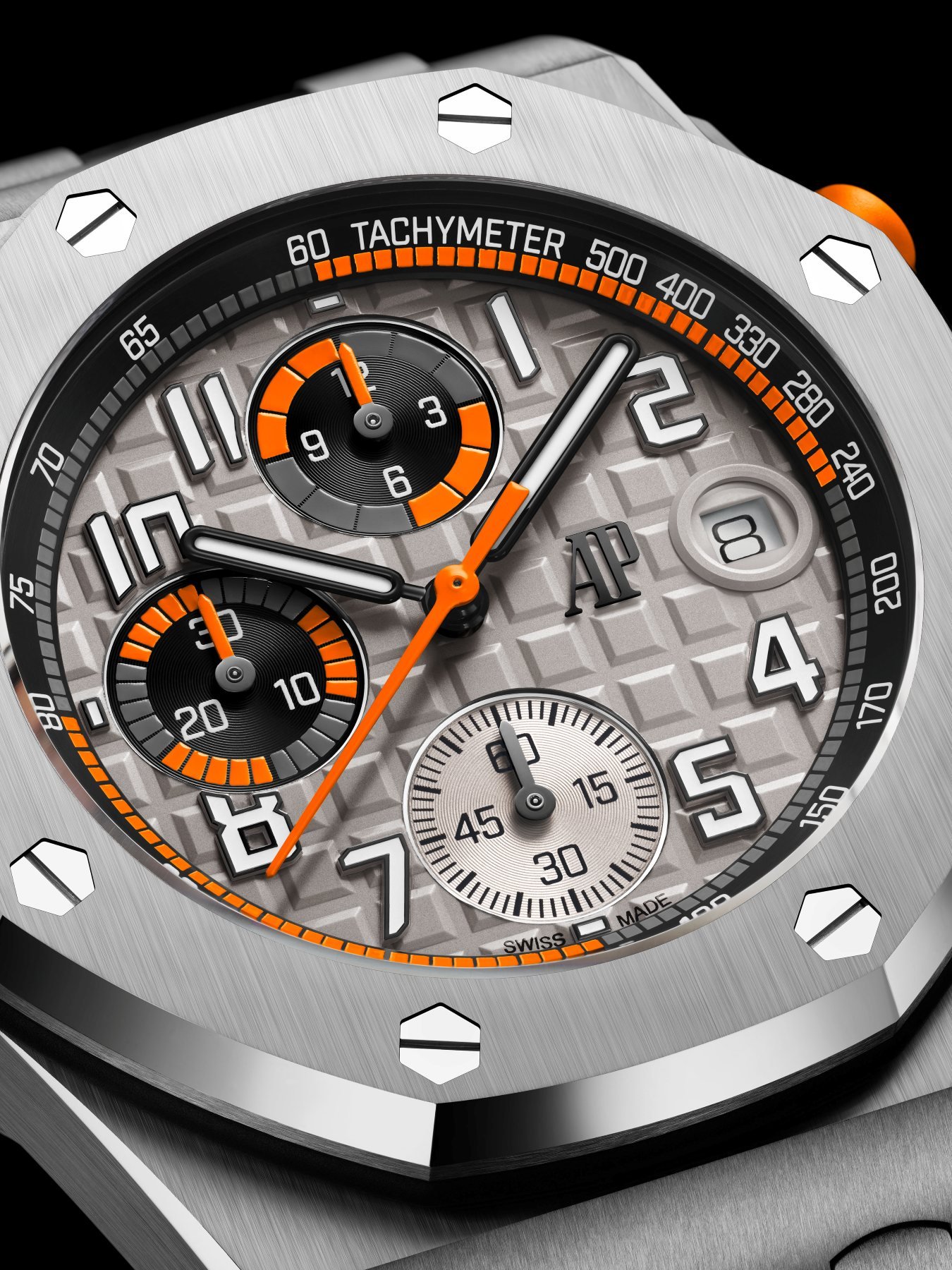 Dial close-up of the new Audemars Piguet 42mm Royal Oak Offshore Selfwinding Chronograph