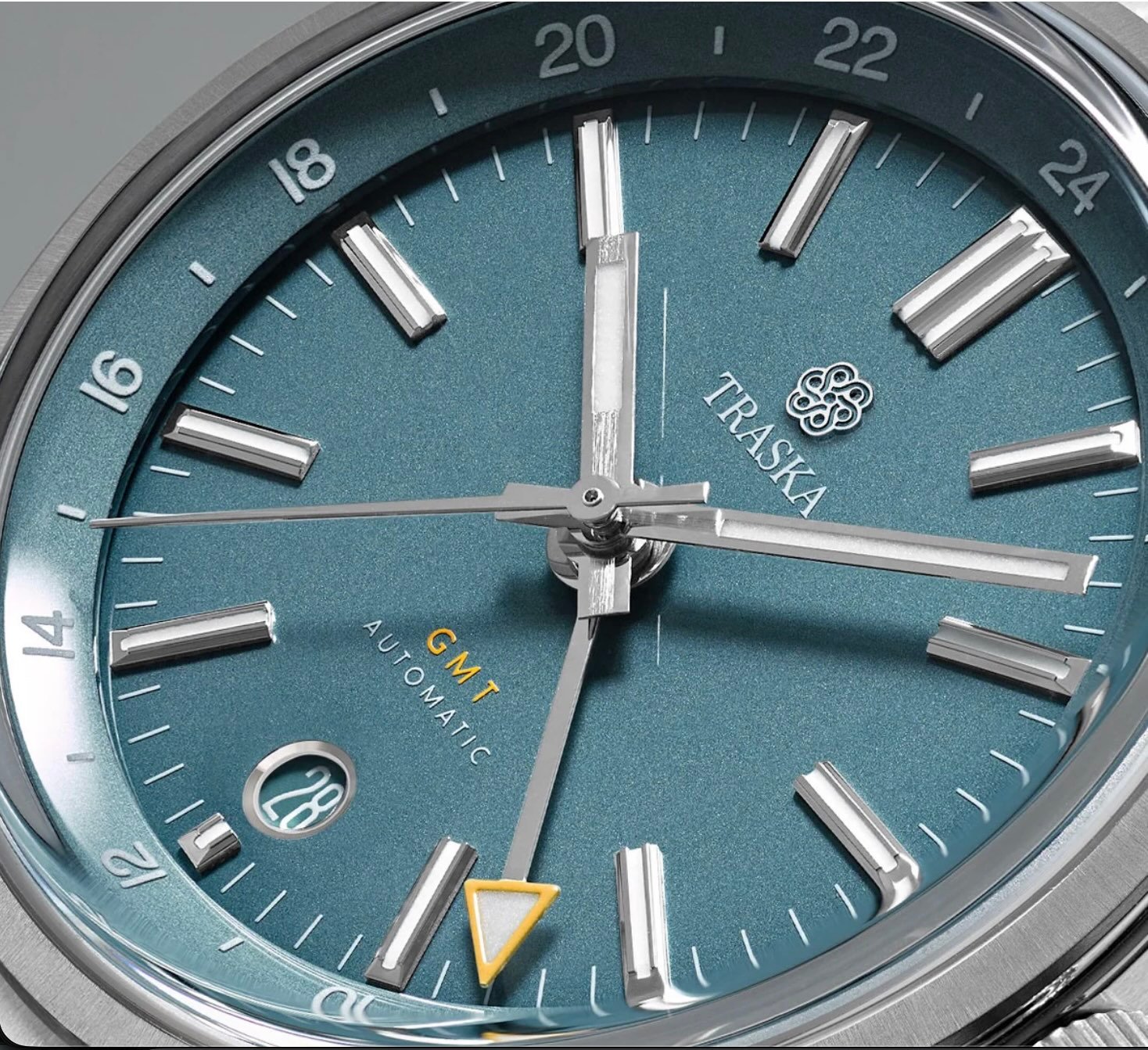 summer watches — Traska Venturer GMT Steel Blue dial up close