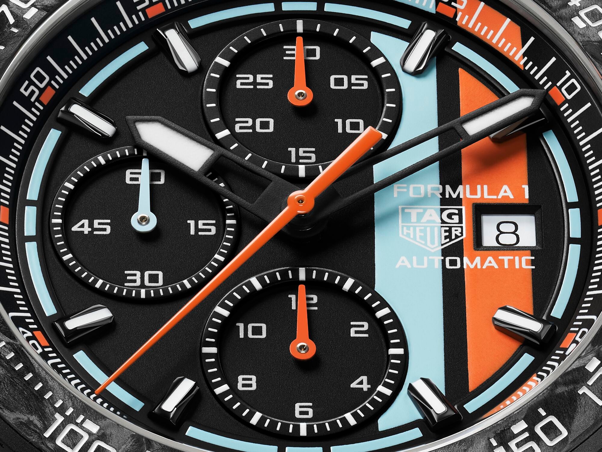 Dial of the TAG Heuer Formula 1 Automatic Chronograph × Gulf