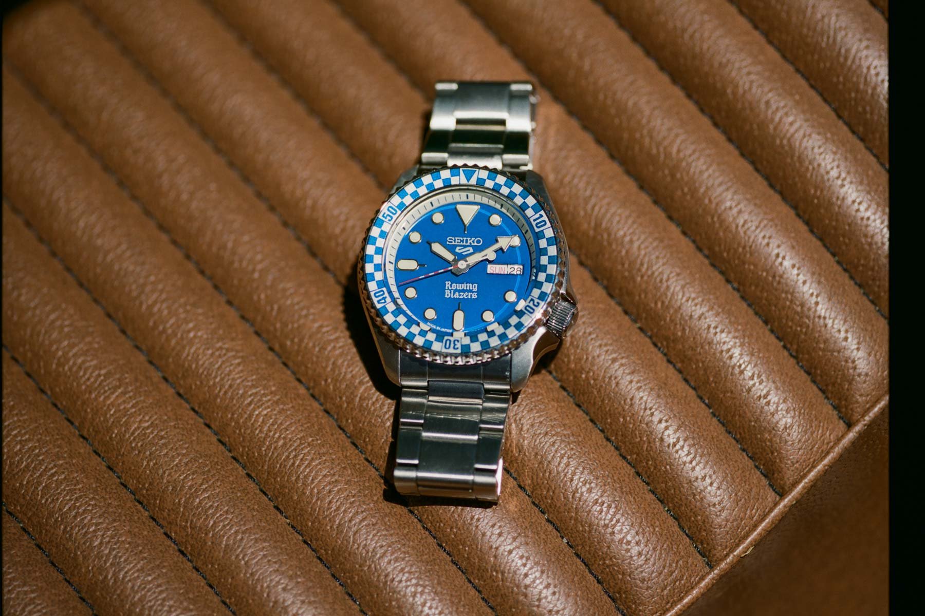 Seiko × Rowing Blazers × Wind Vintage SRPM19 on seat
