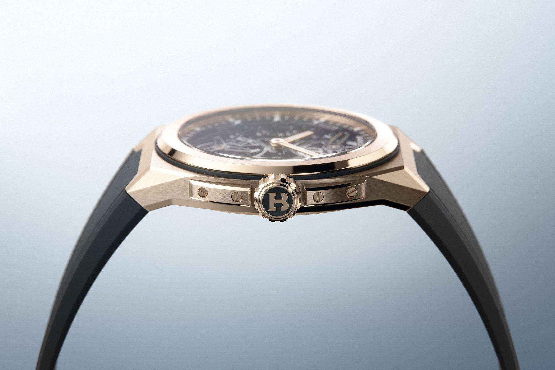 Bianchet Rotondo UltraFino Rose Gold case profile, crown side