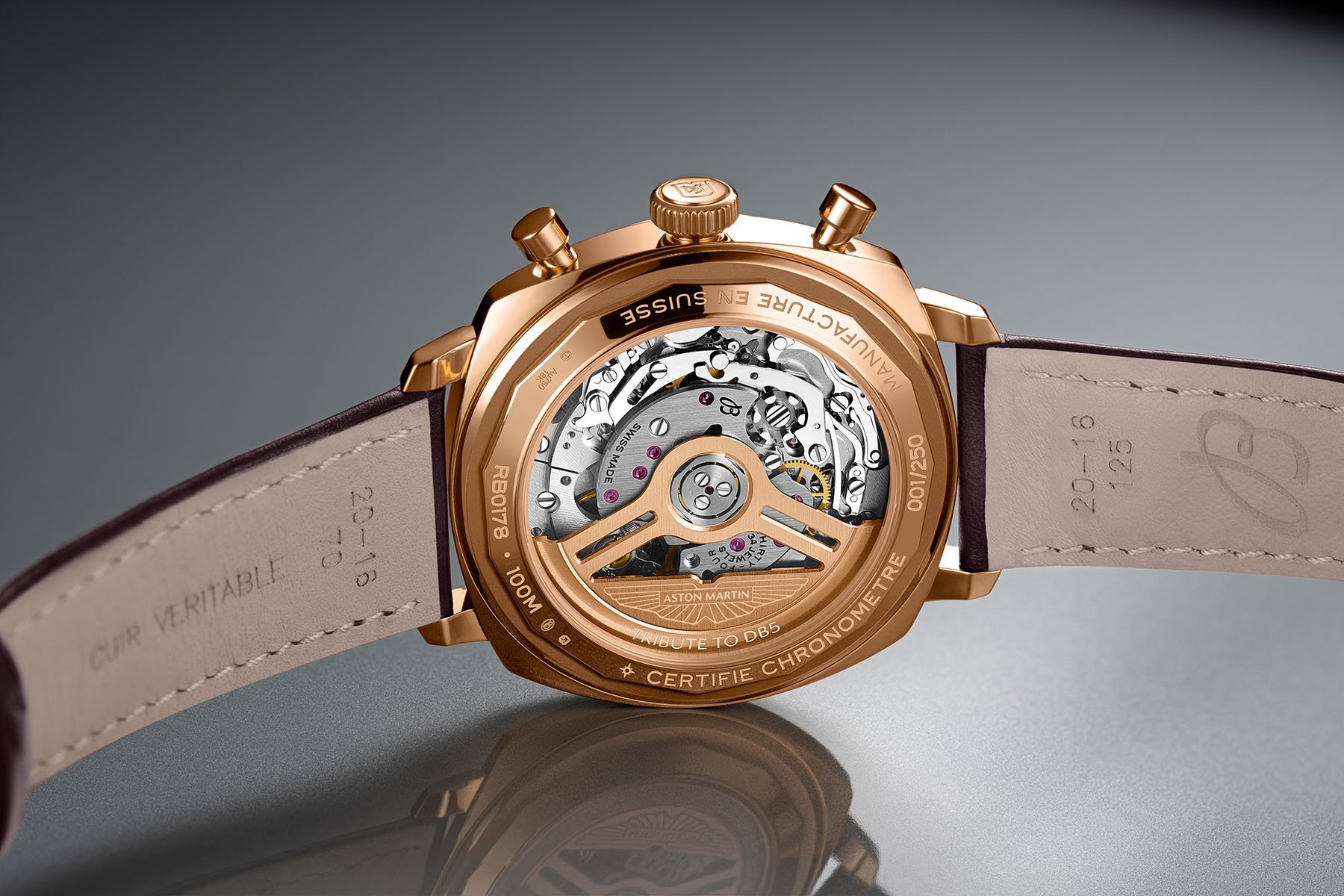 Breitling Top Time B01 Chronograph 41 Tribute to Aston Martin DB5 ref. RB0178131B1X1 case back and movement