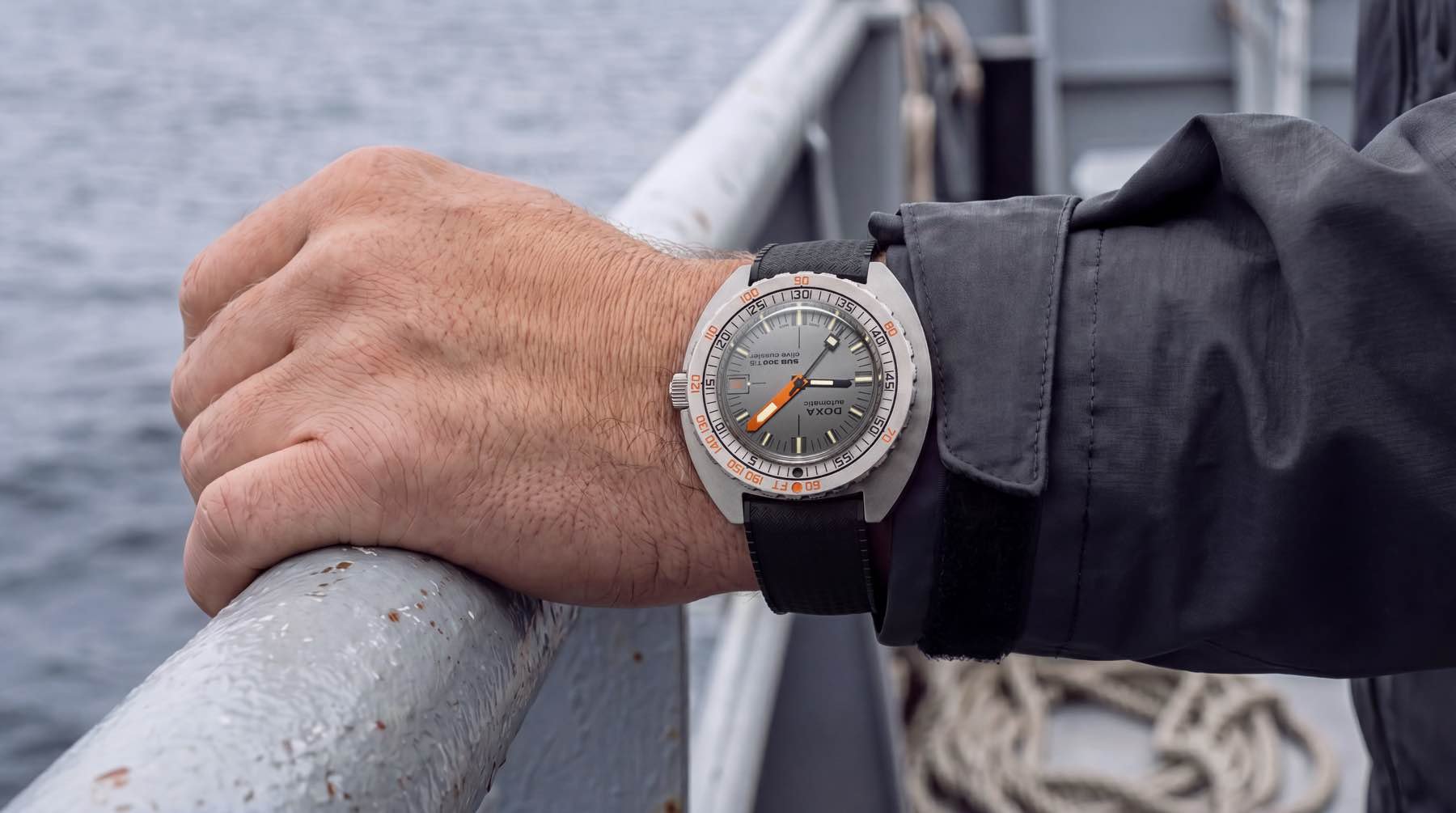 Doxa Sub 300 Ti5 Clive Cussler on wrist