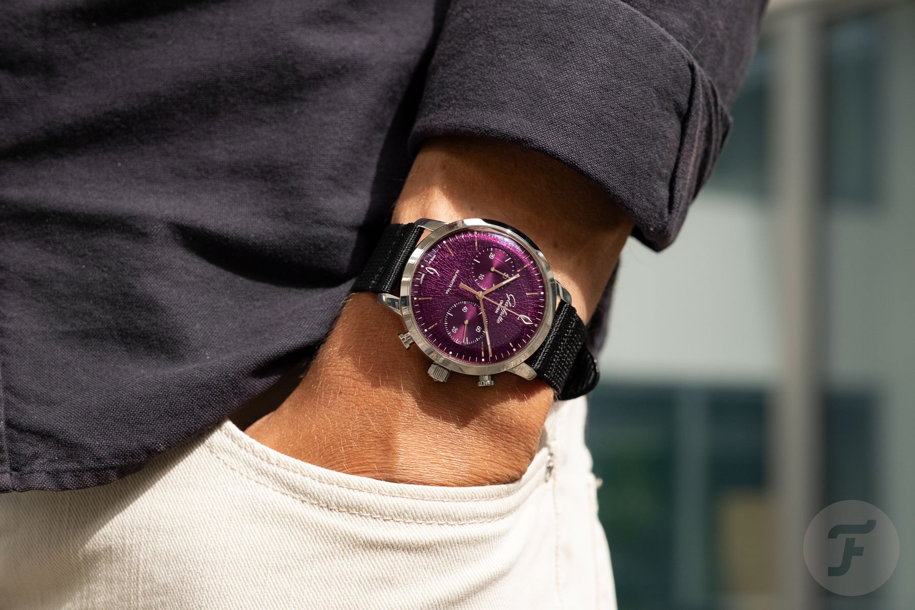 Glashütte Original Sixties Chronograph Annual Edition Purple pocket shot
