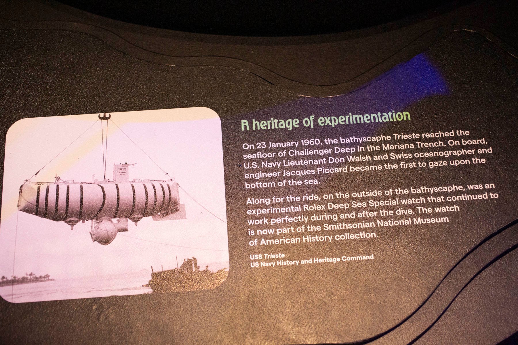 sign about Deepsea Challenger expedition at Austalian National Maritime Museum