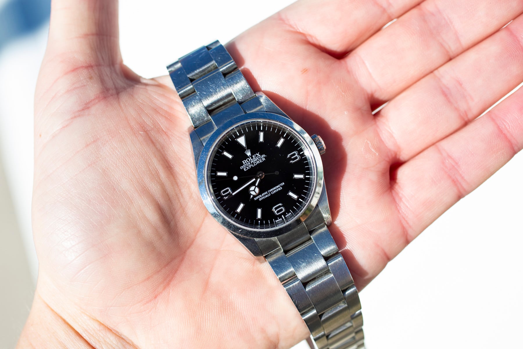 Rolex Explorer ref. 114270 in hand