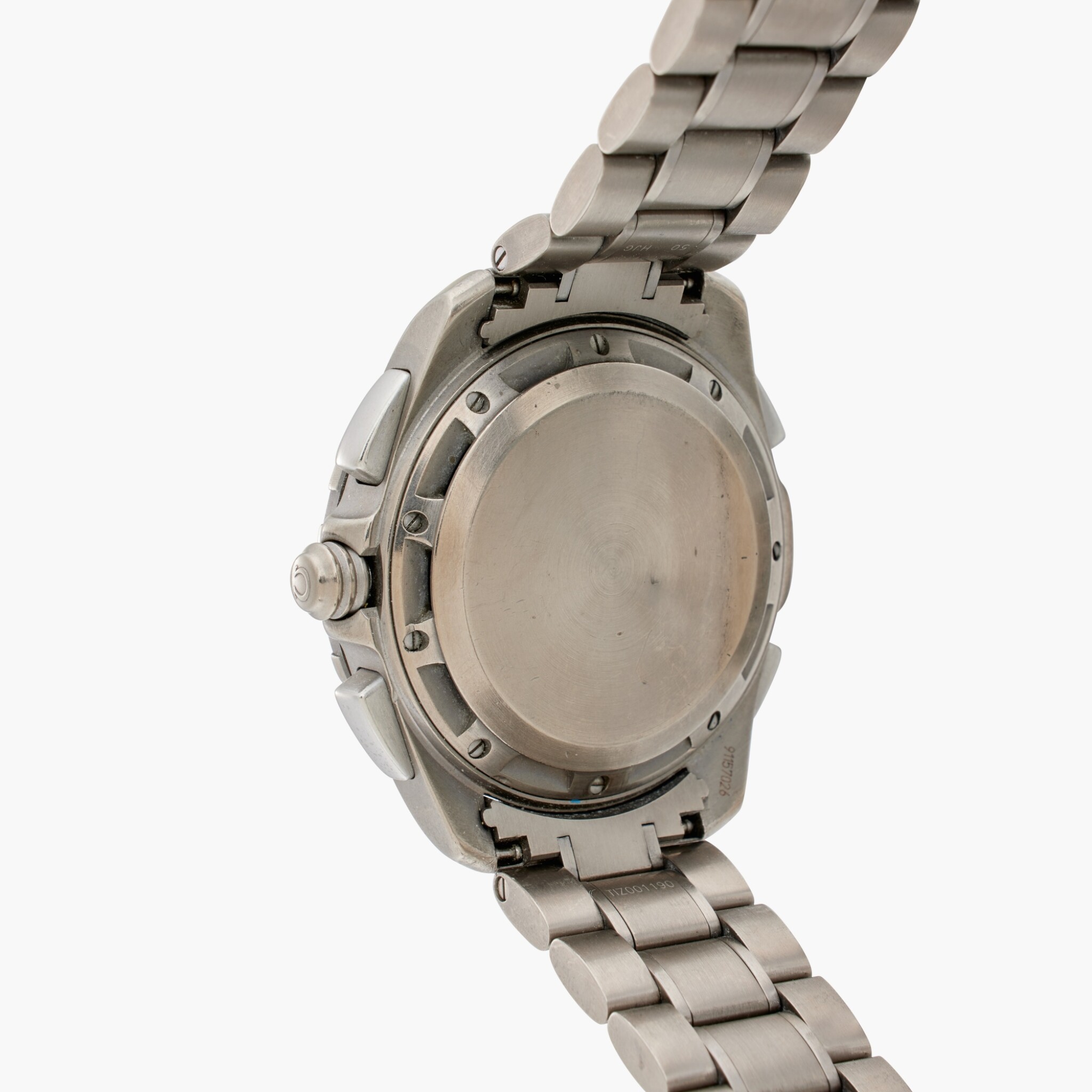 case back of Omega Speedmaster X-33 from Buzz Aldrin