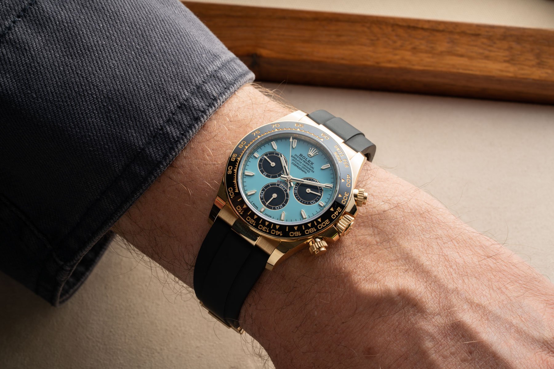 wrist shot of the Rolex Daytona 126518LN-0014