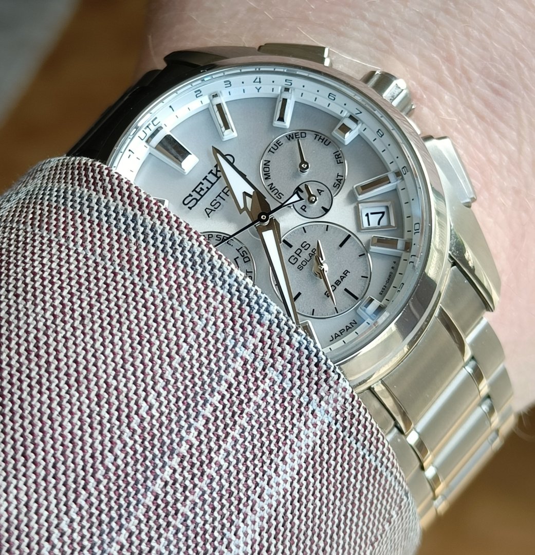 Wristshot of the Seiko Astron GPS Solar SSH063