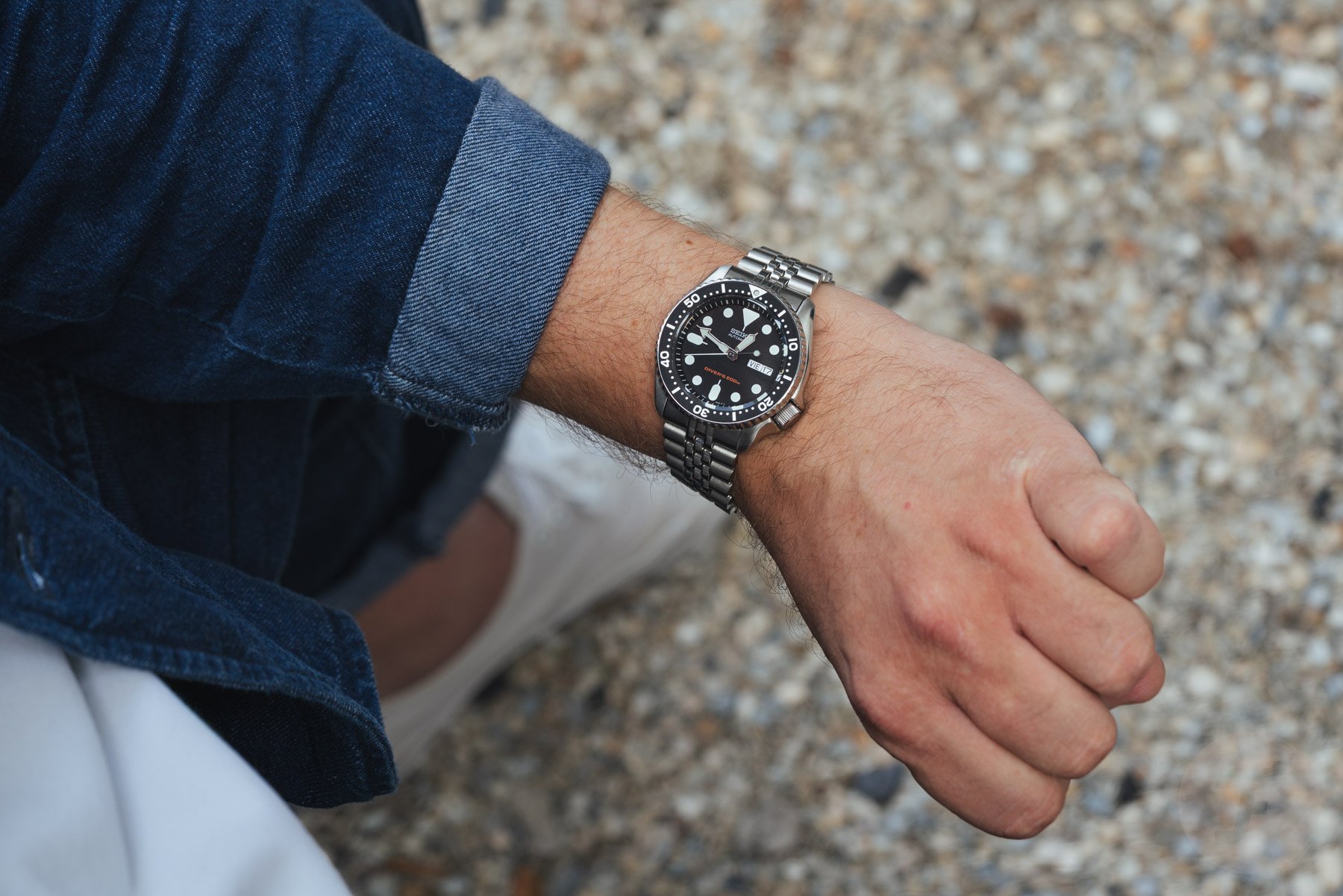Seiko SKX007 on wrist