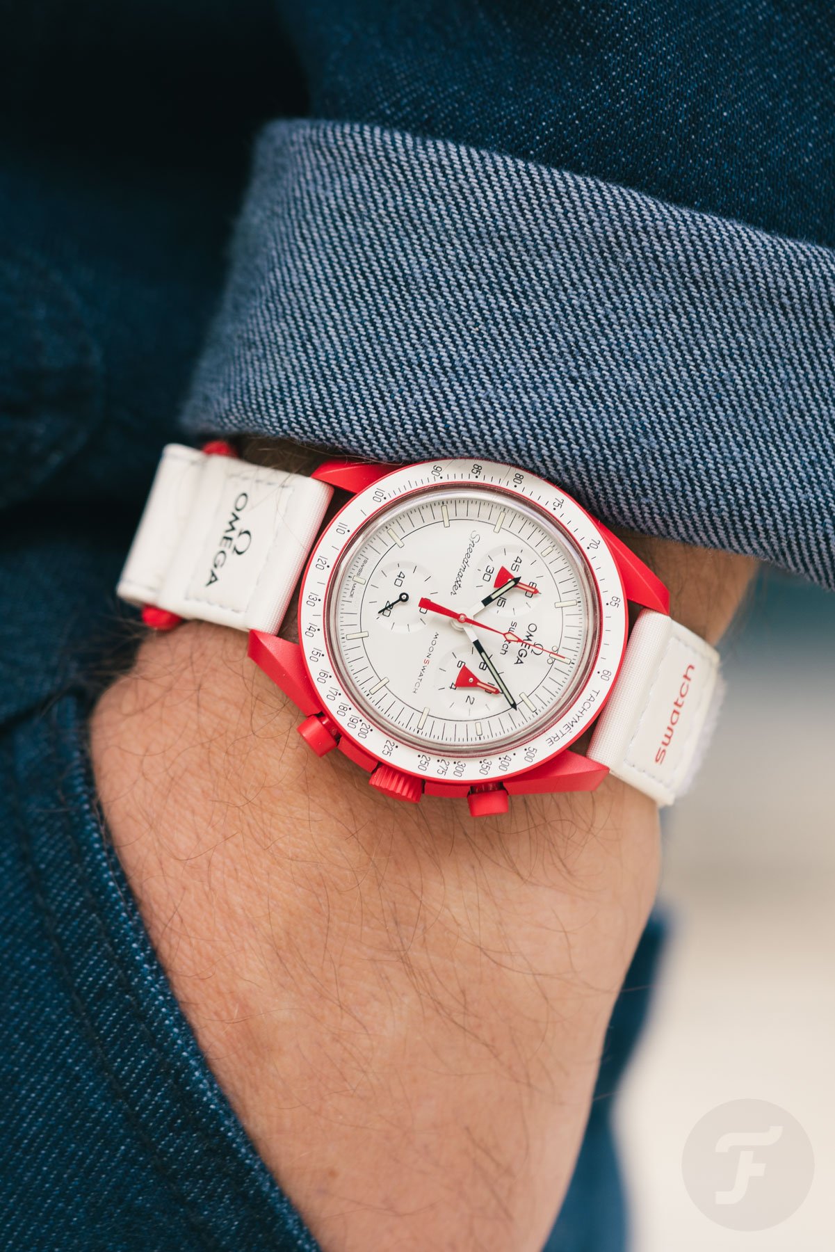 Omega × Swatch Speedmaster MoonSwatch Mission to Mars pocket shot