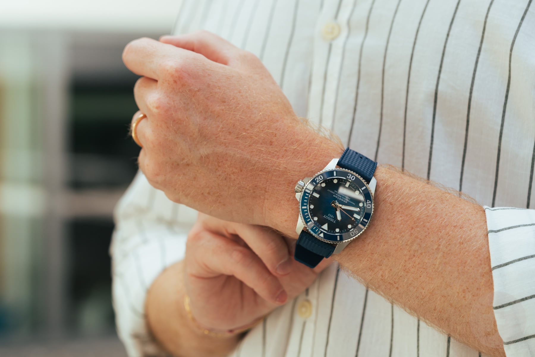 Wrist shot of The Sized-Down Tissot Seastar 2000 Professional