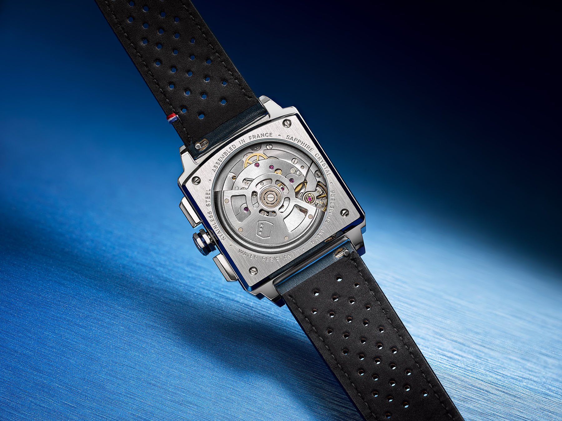 Depancel Série-R Chronograph Ice Blue Limited Edition case back and movement