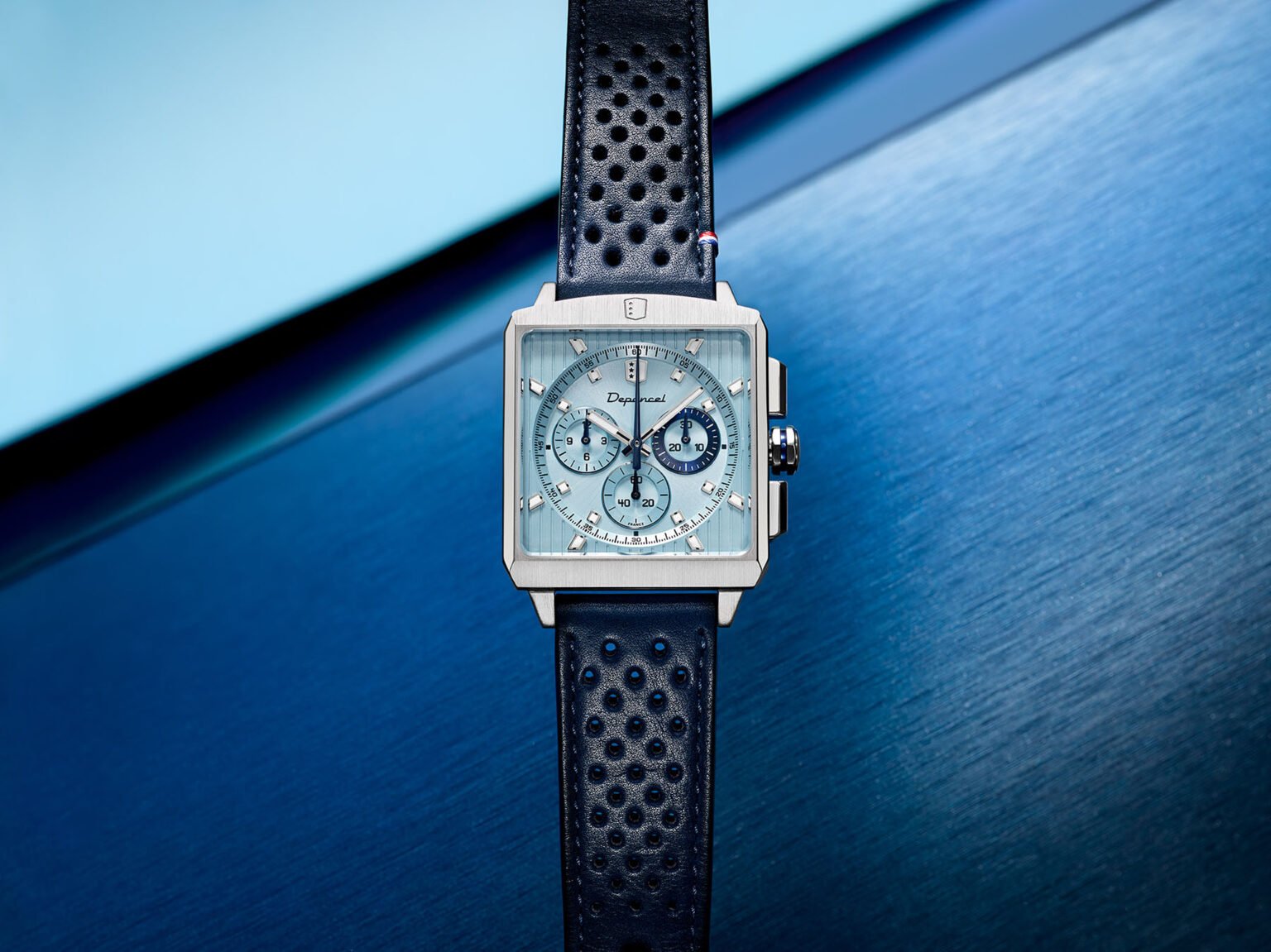 Depancel Série-R Chronograph Ice Blue Limited Edition head on