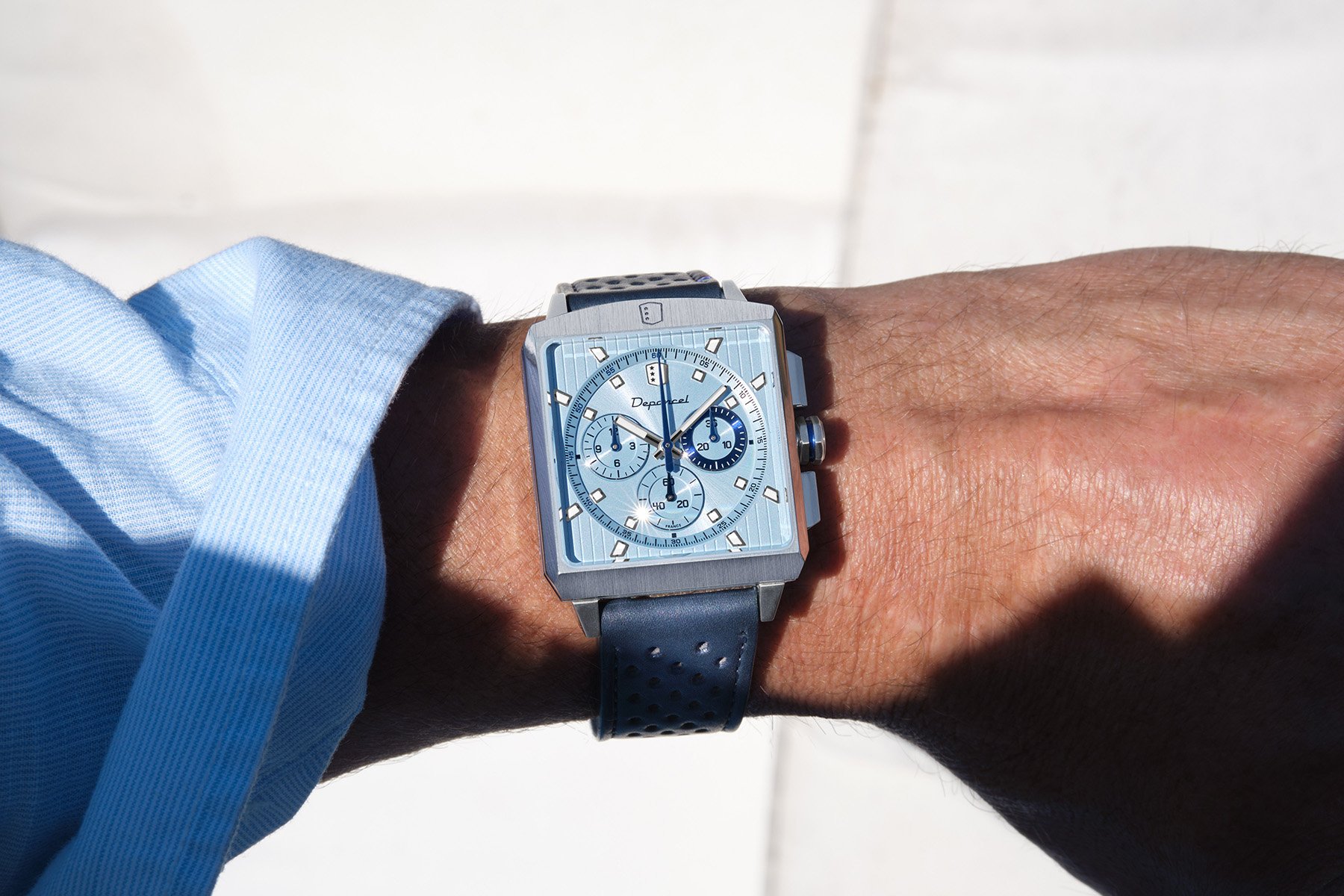 Depancel Série-R Chronograph Ice Blue Limited Edition wrist shot