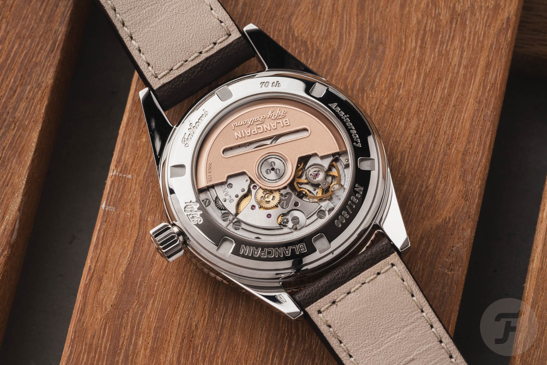 Blancpain Fifty Fathoms Bathyscaphe 70th Anniversary case back and movement