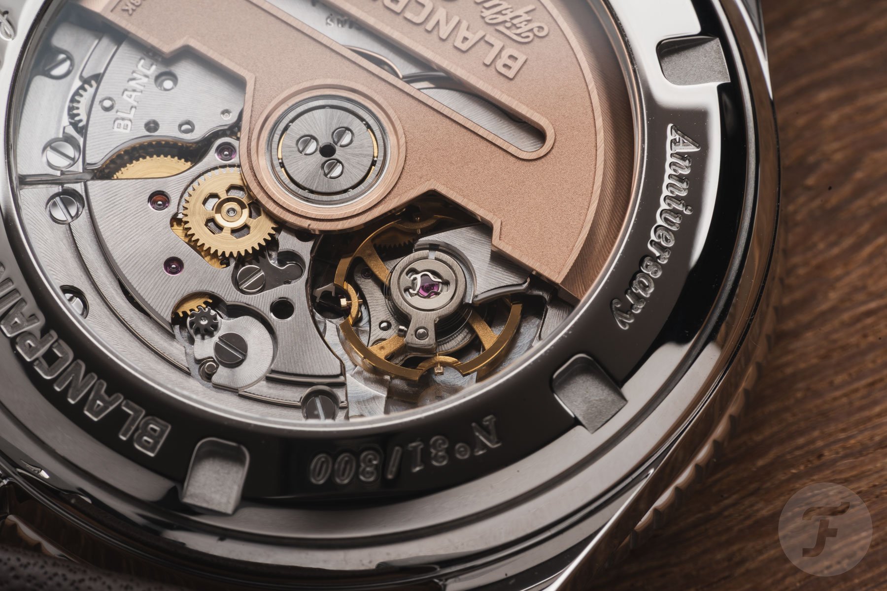 Blancpain Fifty Fathoms Bathyscaphe 70th Anniversary case back and movement