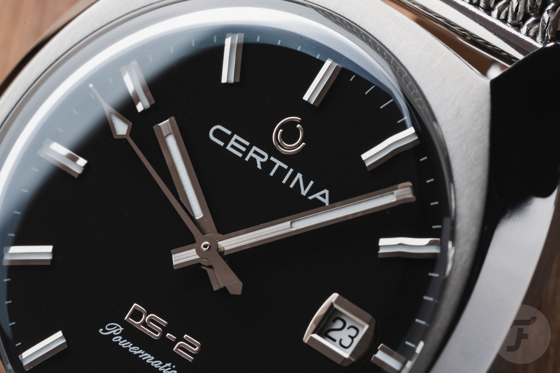black-dial Certina DS-2 Powermatic 80 close-up