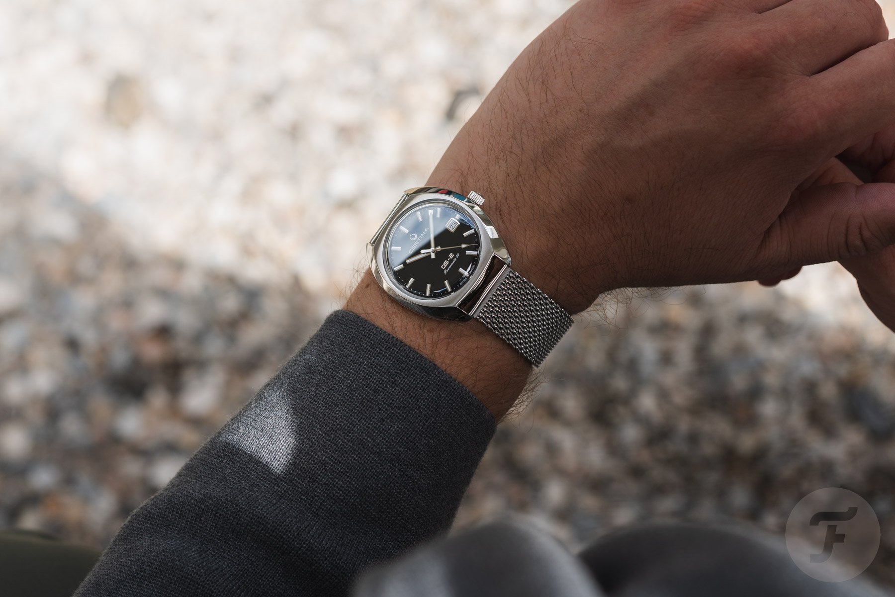 Black-dial Certina DS-2 Powermatic 80 on wrist