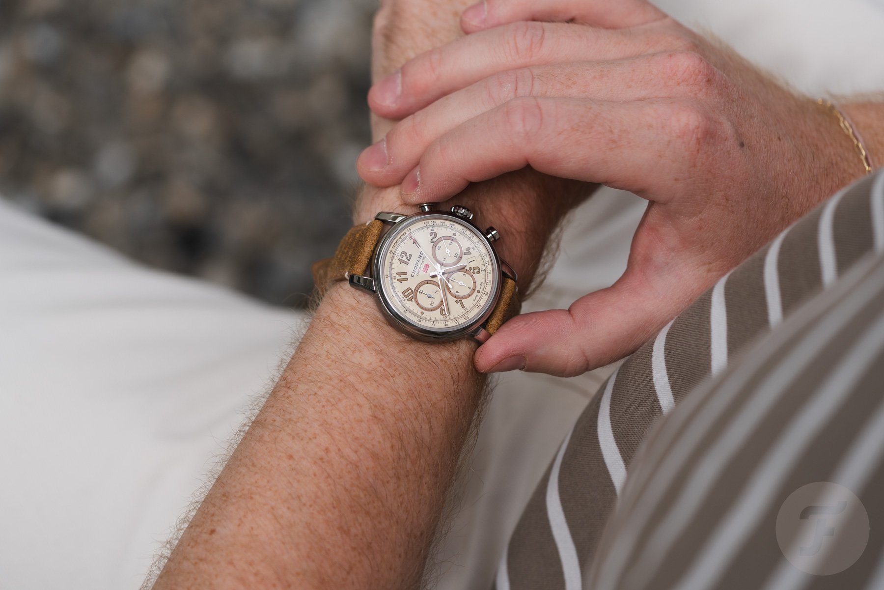 Wristshot of the Chopard Mille Miglia Classic Chronograph Raticosa