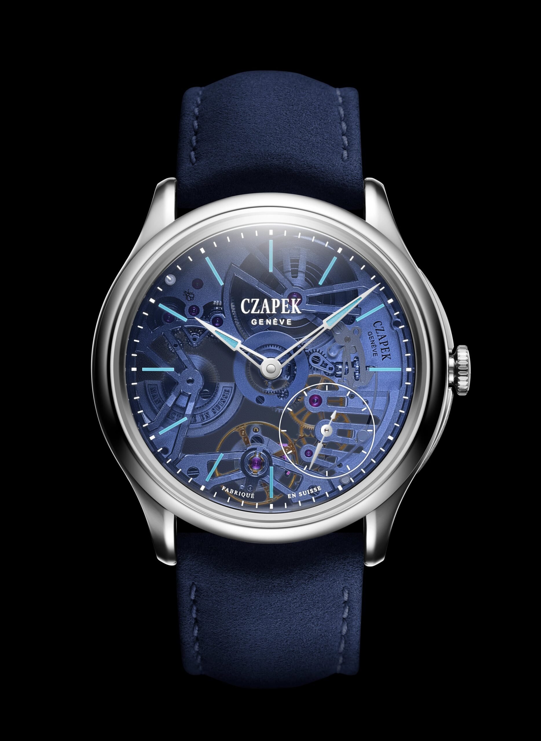 Czapek Promenade Transparencies Aqua Blue soldier image, black background