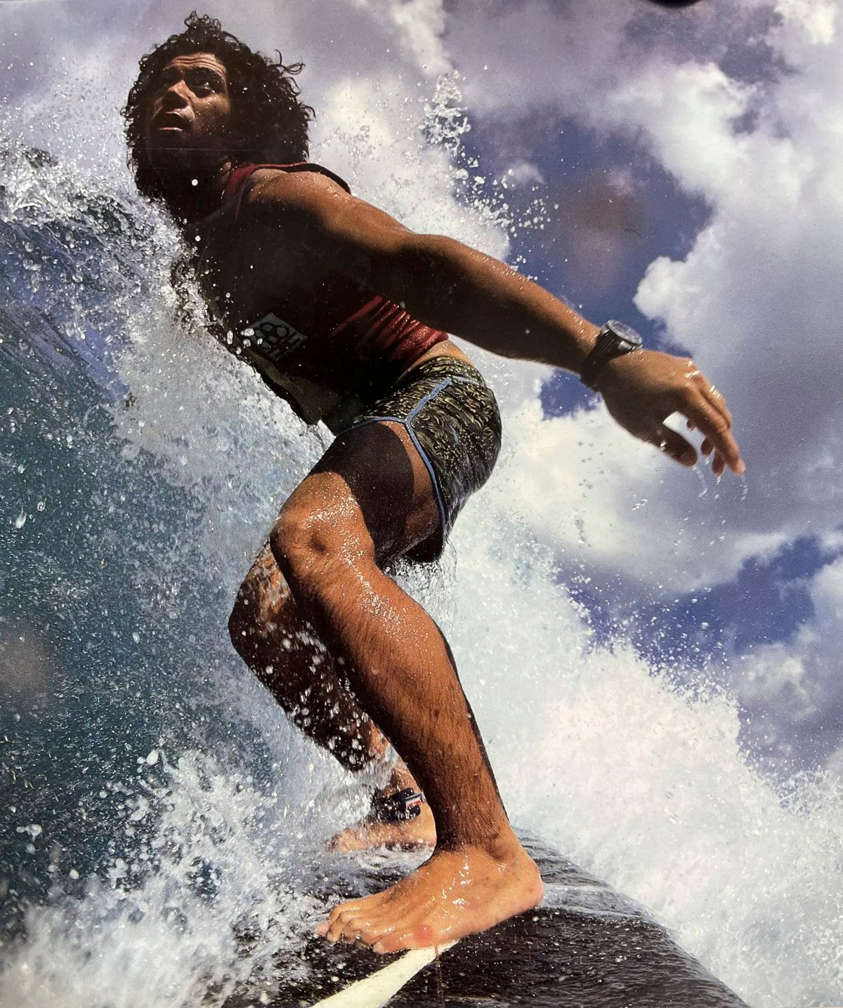 A surfer (name unknown) of the era photographed wearing a cushion-case Seiko dive watch — Image: <em>Surfer Magazine</em>