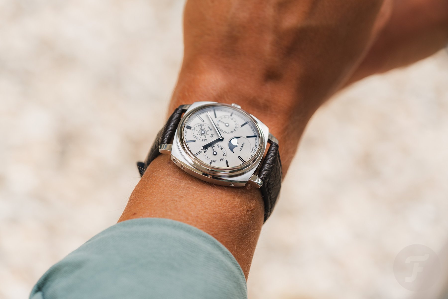 Fears Brunswick 39 Perpetual Calendar on wrist
