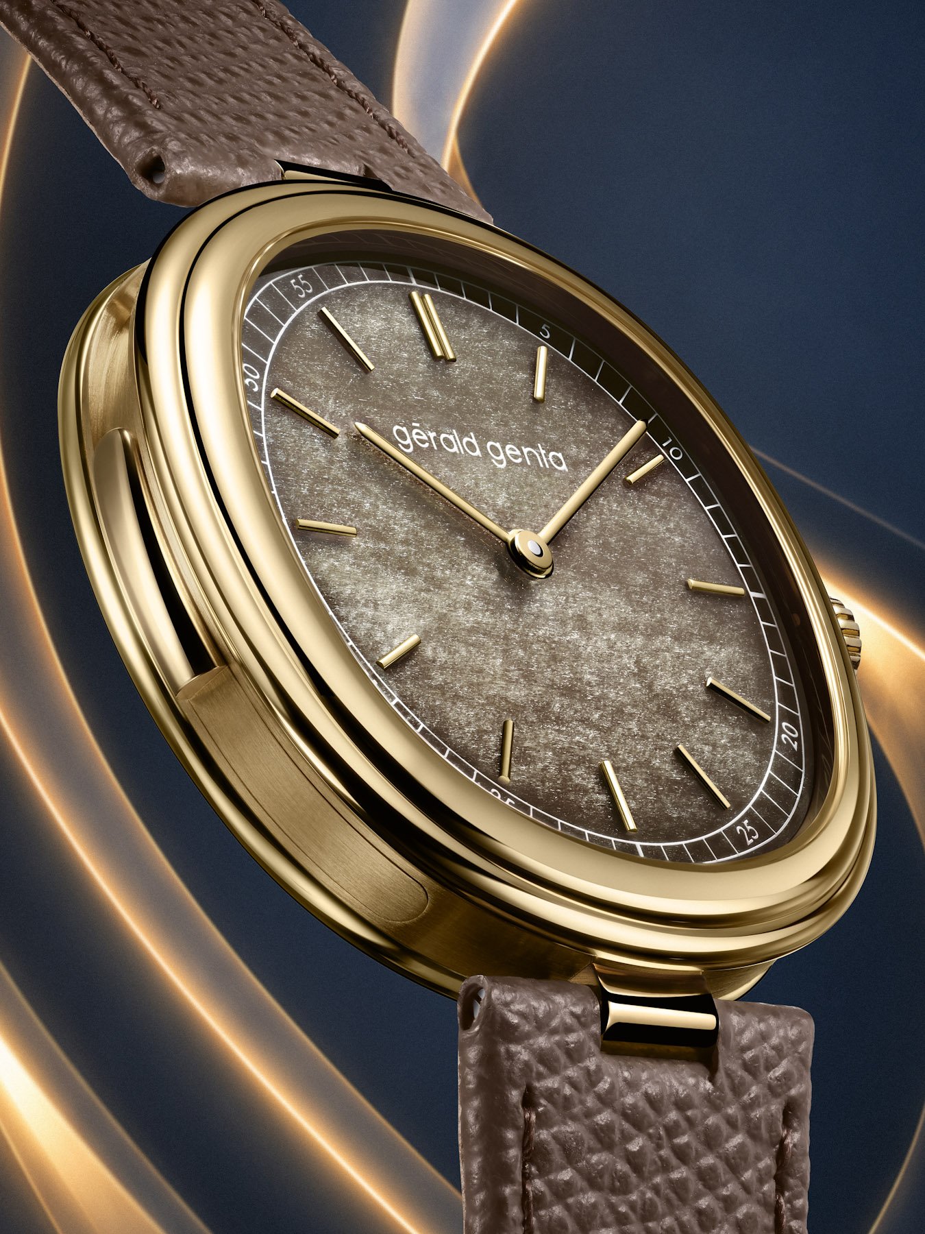 Gérald Genta Geneva Minute Repeater Golden Obsidian up close, angled view