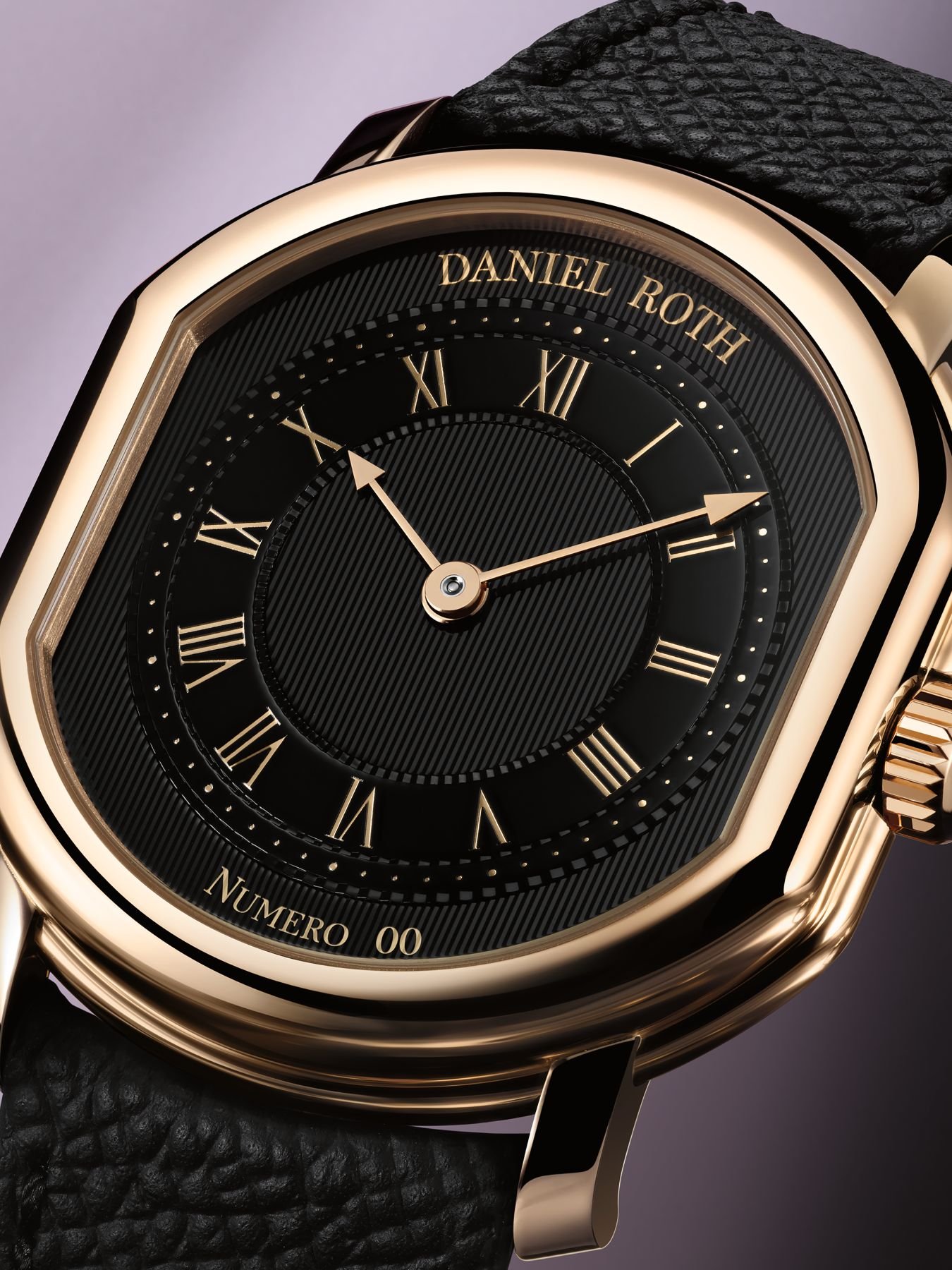 Dial close-up of the Daniel Roth Extra Plat Rose Gold Gilt