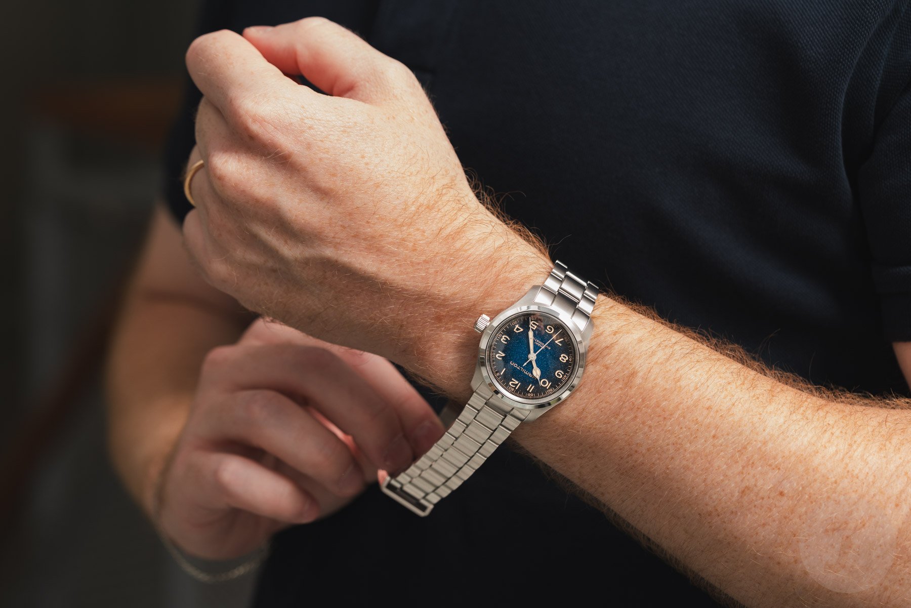 putting the blue-dial Hamilton Khaki Field Murph 38mm on