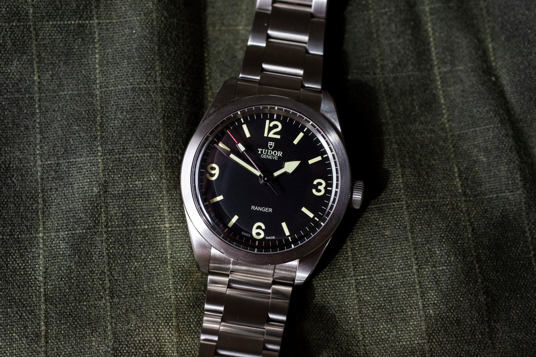 Tudor Ranger flat-lay on green jacket