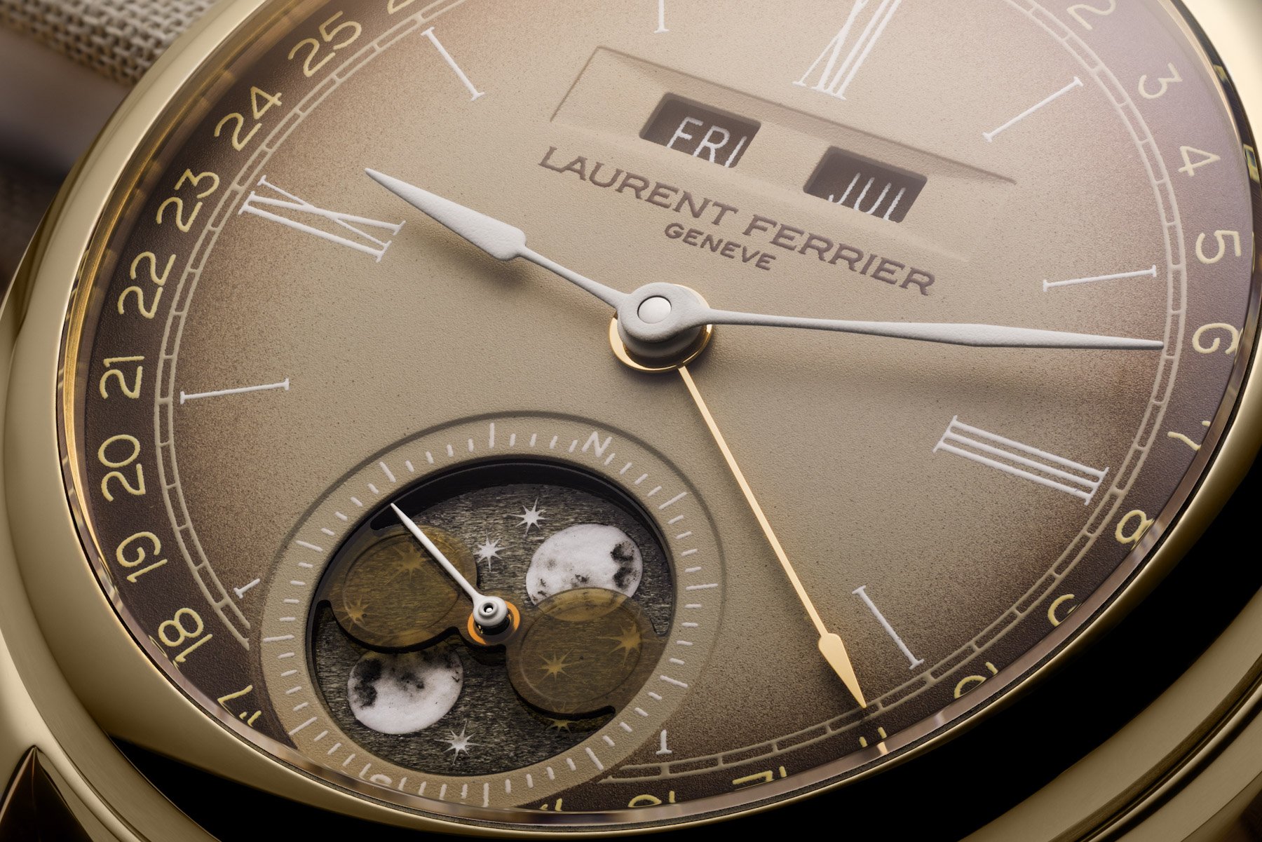 Laurent Ferrier Classic Moon Dusk dial up close