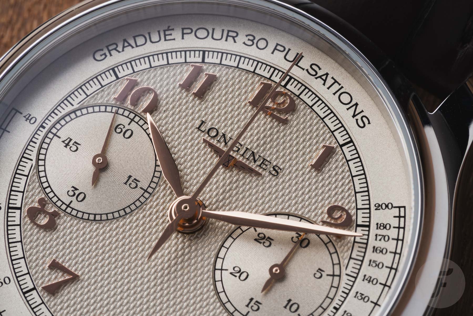 Longines Master Chrono Monopusher dial up close