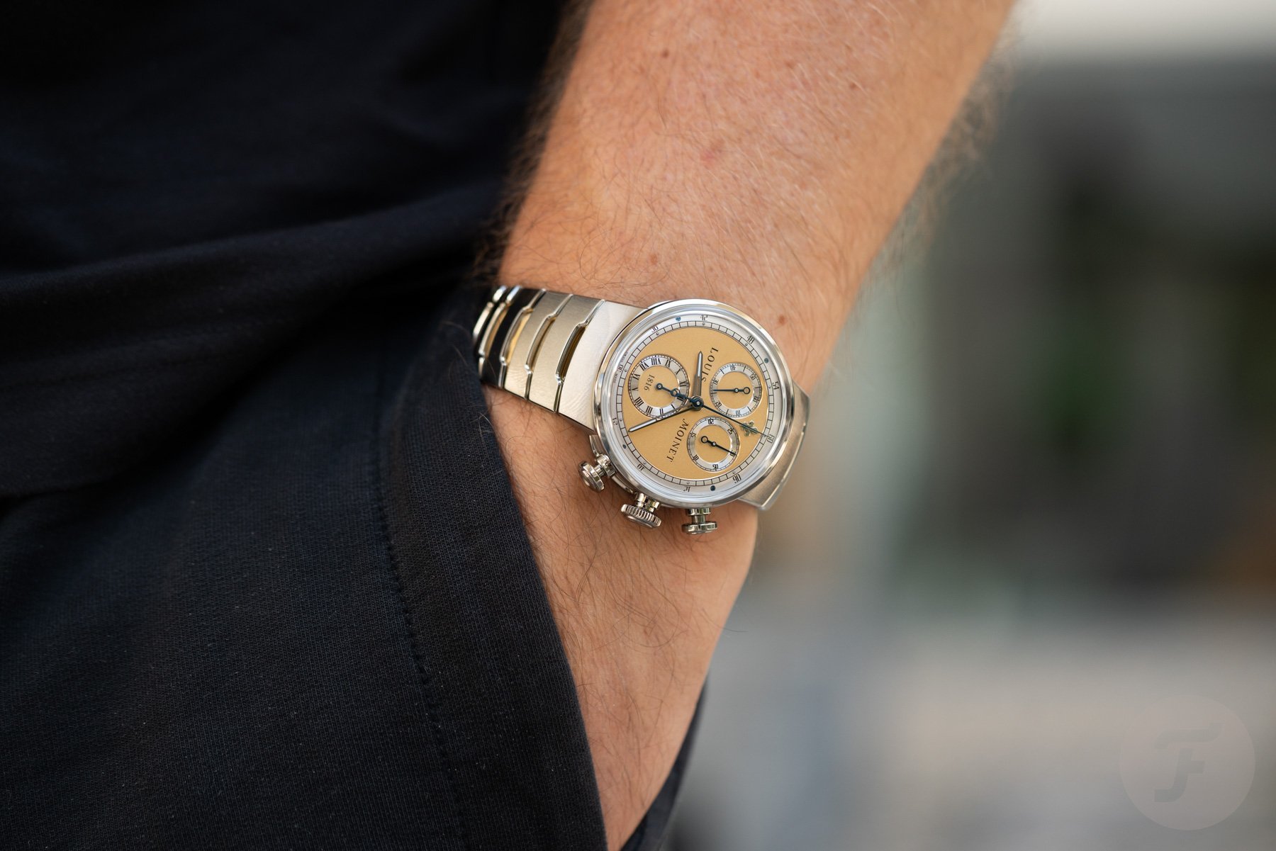 Pocket shot of the Louis Moinet 1816 Chronograph Champagne
