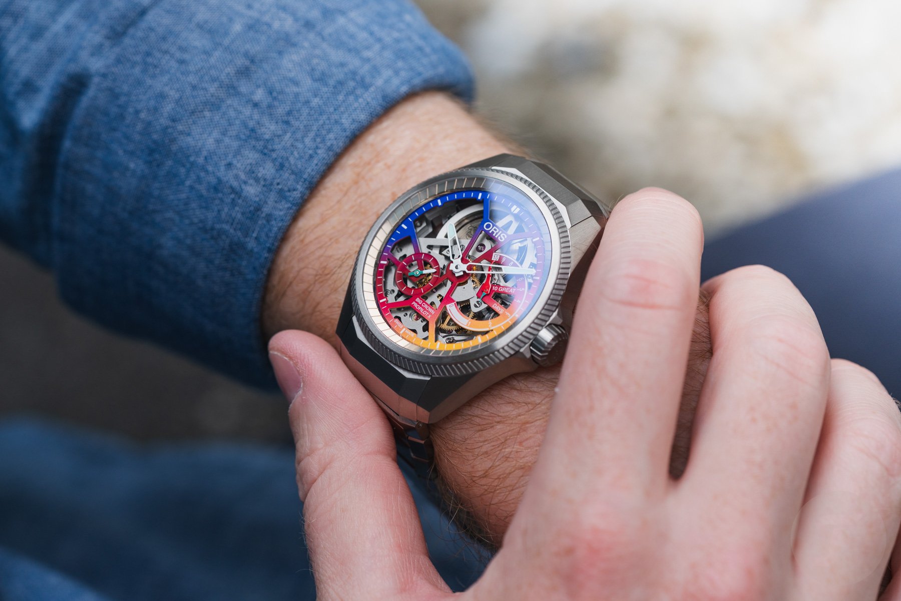 Oris ProPilot X Gonzo Edition on wrist