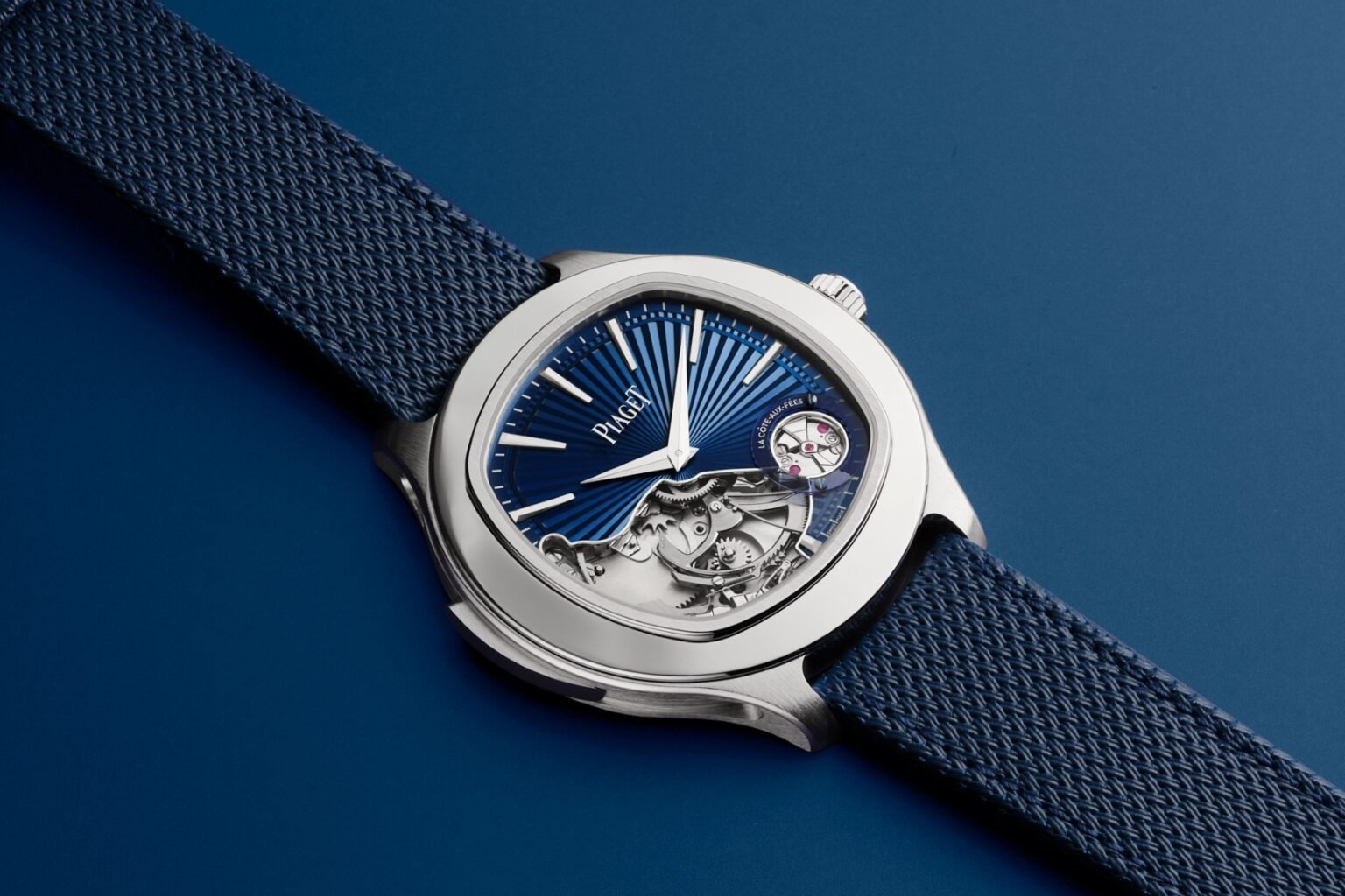 Piaget Polo Minute Repeater against a blue background