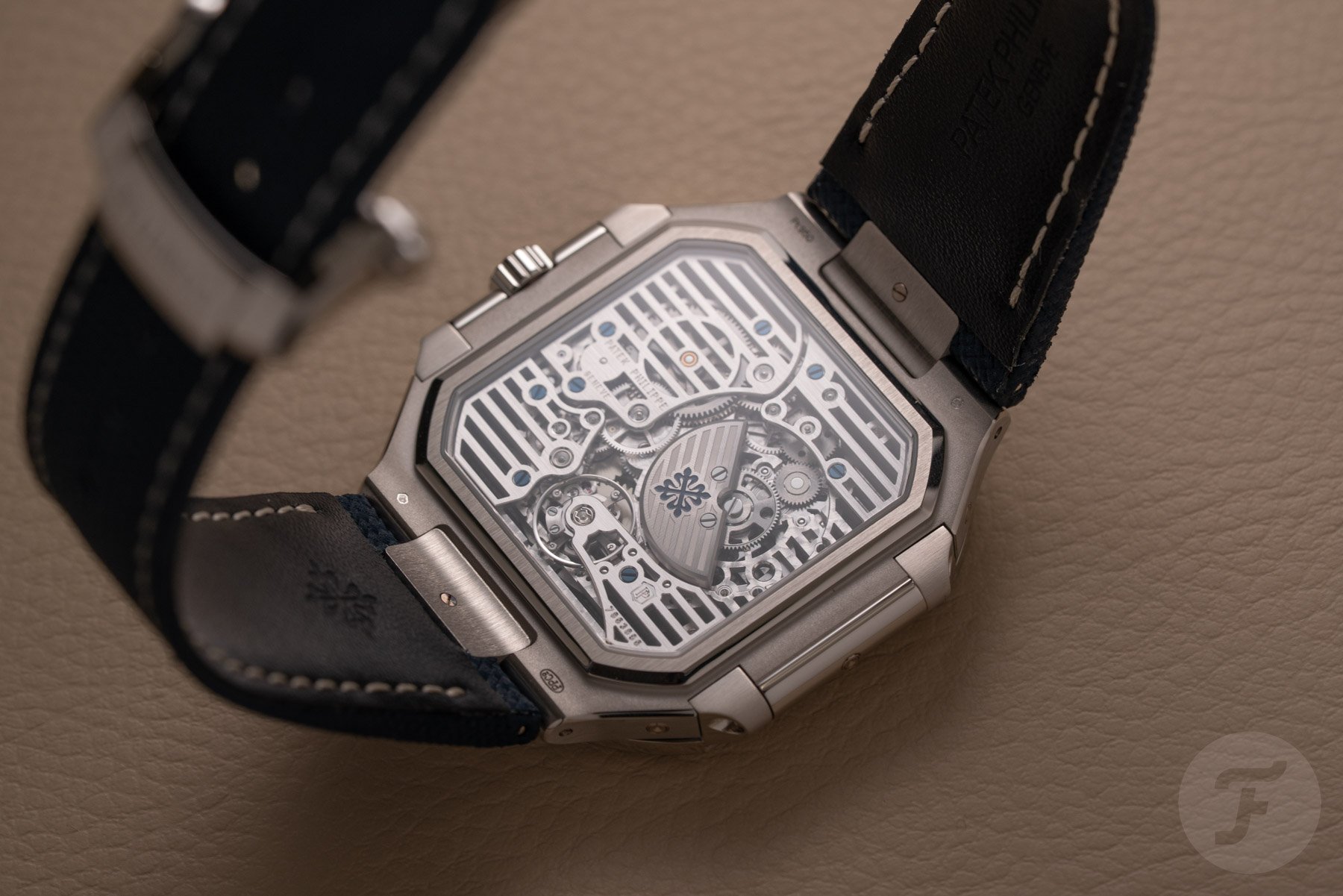 Case back of the Patek Philippe Cubitus Perpetual Calendar Skeleton