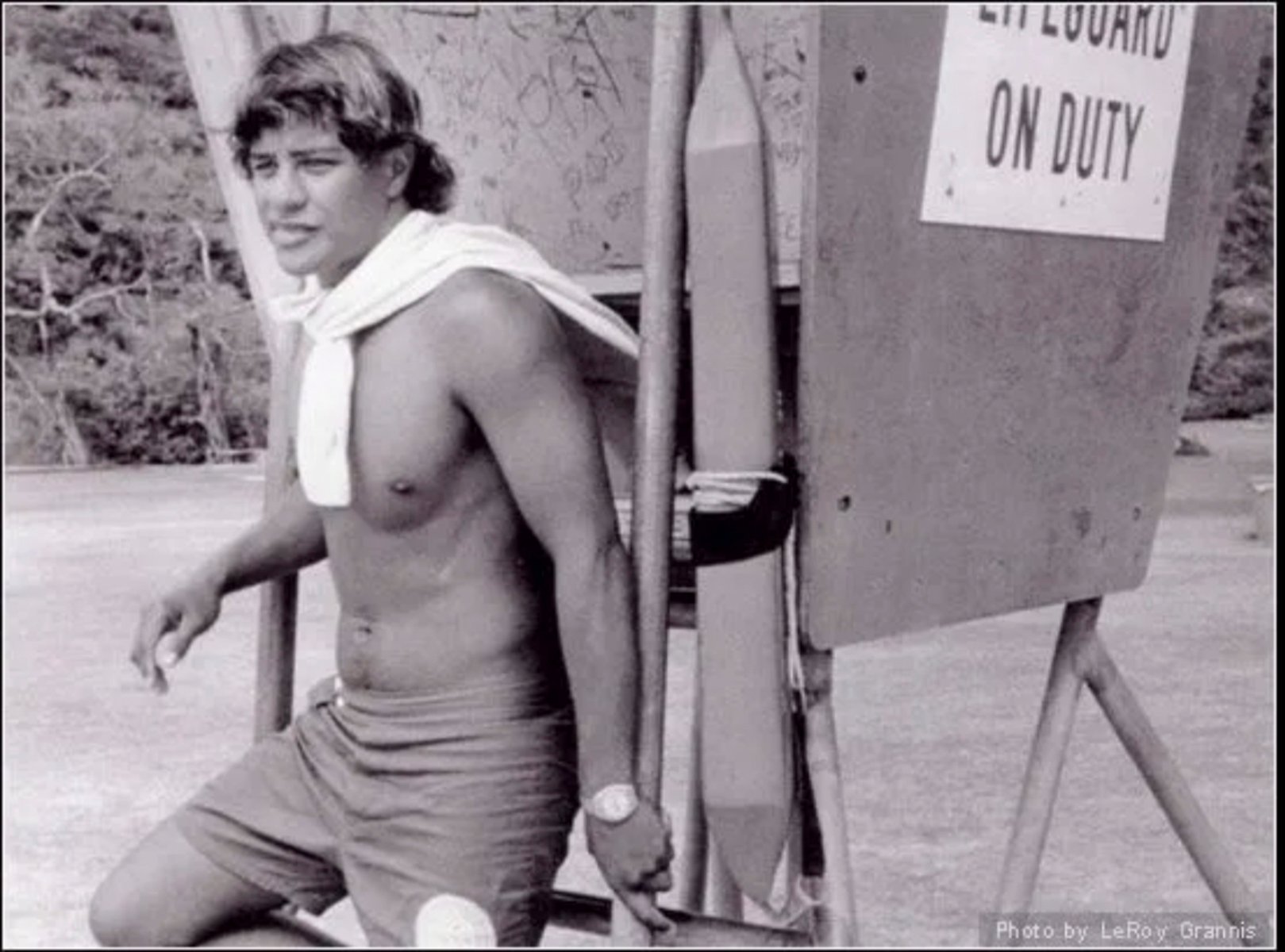 lifeguard Eddie Aikau at his post