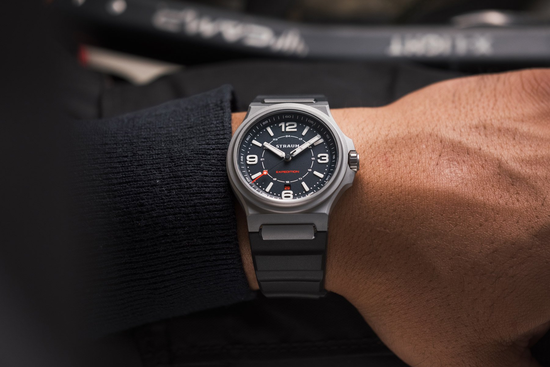 blue-dial Straum Expedition on wrist