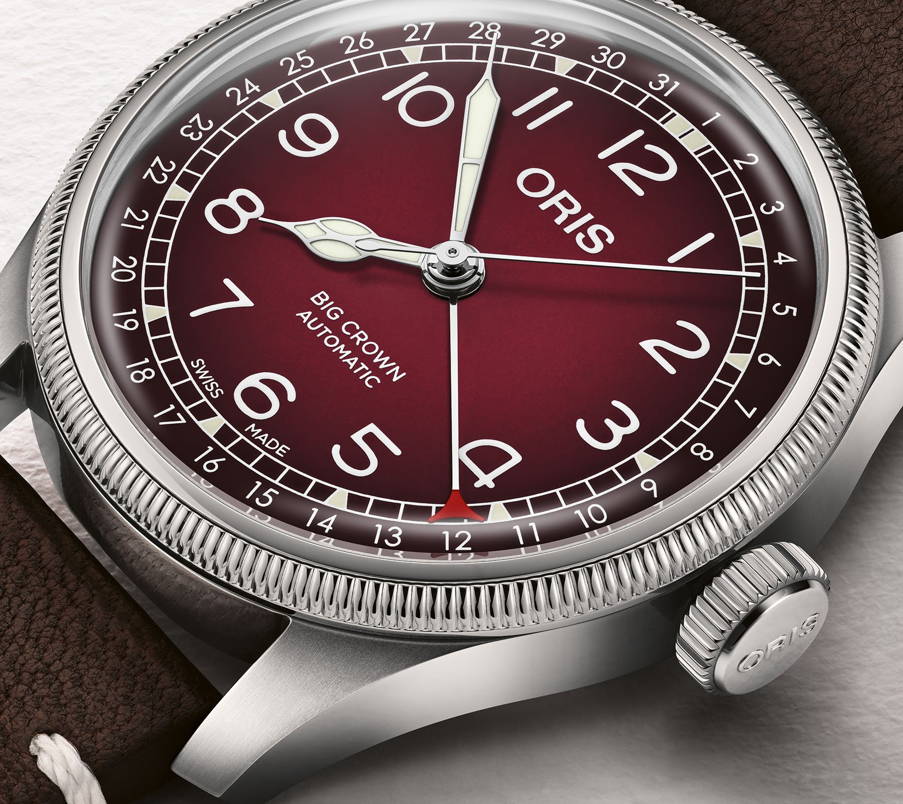 Oris × Cervo Volante Big Crown Pointer Date ref. 01 754 7785 4038-Set dial and bezel up close