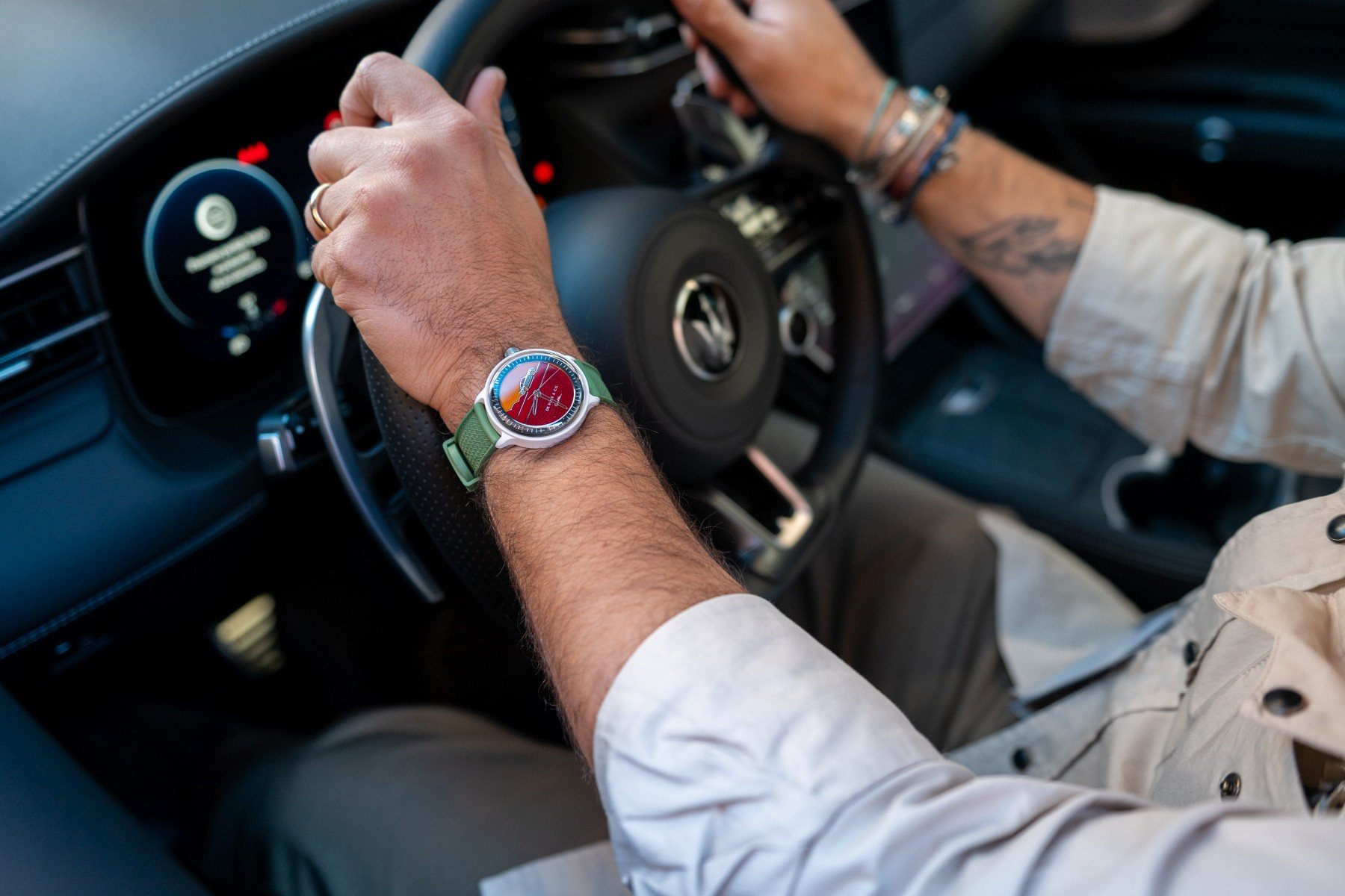 Visitor of Milano Watch Week 2024 at the wheel of his car