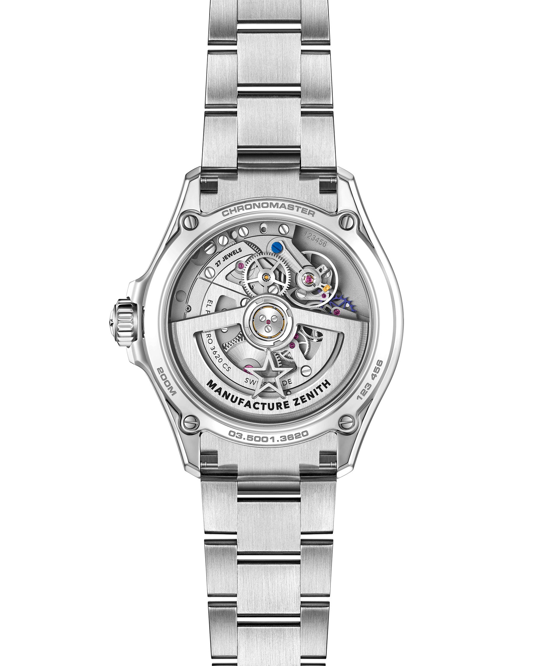 Zenith Chronomaster Solo Sport case back and movement