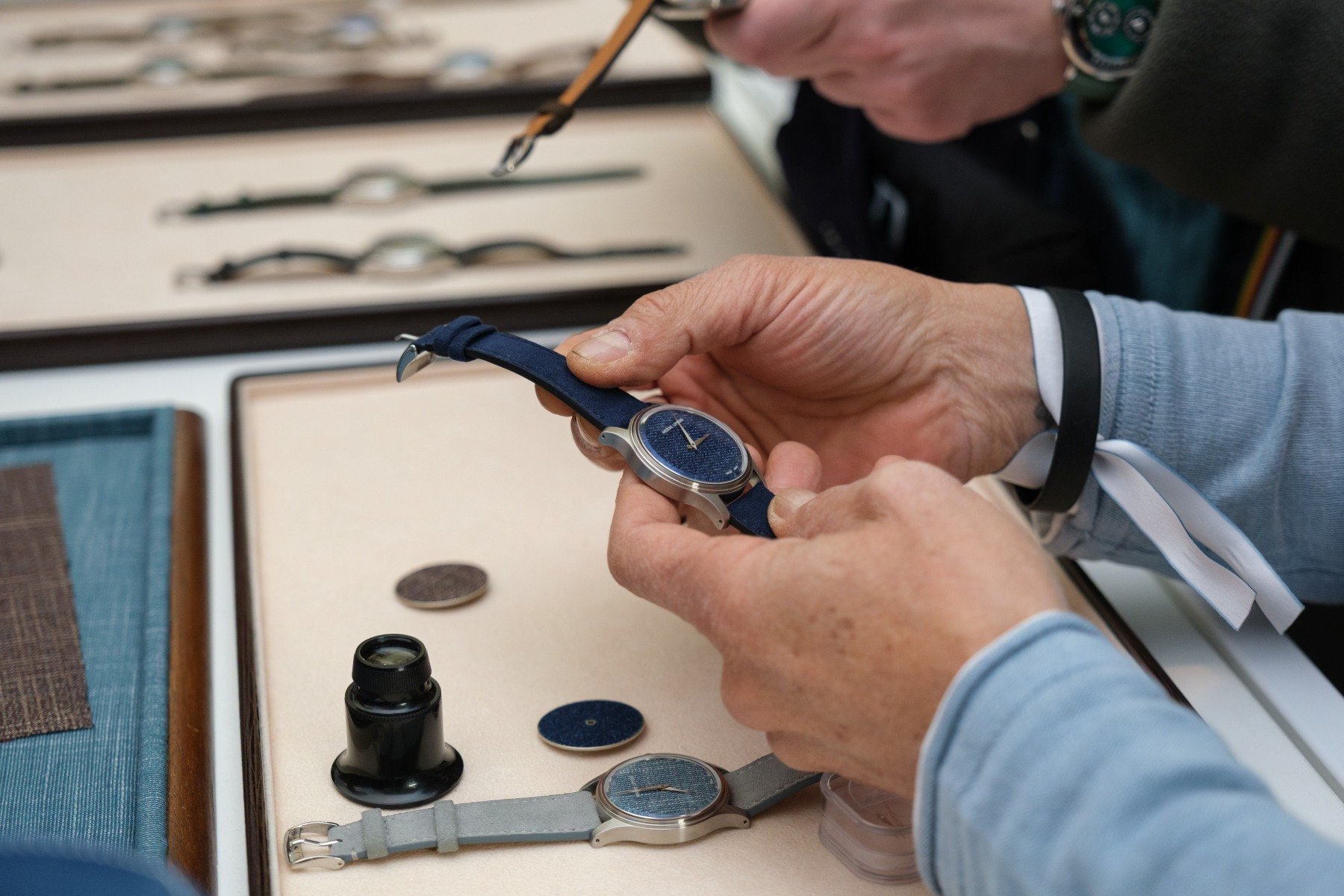 Trying on watches during Milano Watch Week 2024
