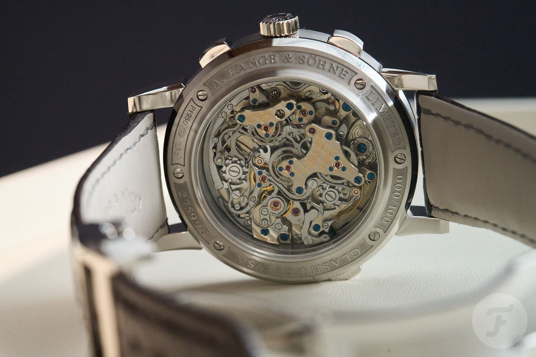 platinum A. Lange & Söhne Triple Split case back and movement